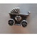 Sweet Authentic Solid Sterling 925 Silver PANDORA Baby Pram Charm with markings