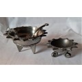 Rare and unusual Carrol Boyes star rimmed round bowls on feet, one with spoon WOW!!!
