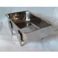 Seldom seen Carrol Boyes Stainless Steel oblong soap or sauce dish with 4 standing man feet. VGC