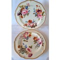 Pair C1820s Derby Hand painted Floral Plates with gilded scolloped rims, great antique condition.