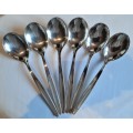 Nice set of 6 WMF German made cutlery soup style spoons, fully marked in good condition.