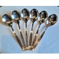 Set of 6 WMF German made SP cutlery soup style spoons, fully marked in good used condition.