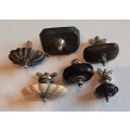 Selection of useful old tea pot finials, most show sterling silver hallmarks, not intended for scrap