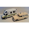 Two Die Cast Service vehicle Models of Ambulance. One is a Mercedes stationwagon + London Van VGC