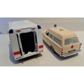 Two Die Cast Service vehicle Models of Ambulance. One is a Mercedes stationwagon + London Van VGC