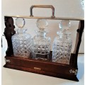 Awesome Mappin and Webb Antique Oak 3 bottle Tantalus with locking mechanism and original key