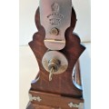 Awesome Mappin and Webb Antique Oak 3 bottle Tantalus with locking mechanism and original key