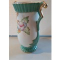 Stunning Art Deco era Crown Devon enamel flowers gilt handle vase in excellent condition