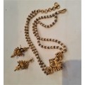 Really Stunning Asian Style seed pearl and gold tone necklace with matching earrings + original Box