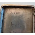 Vintage 1918 solid sterling silver cigartte case with blue enamel lid. Hinge is damaged 77.8gr