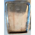 Vintage 1918 solid sterling silver cigartte case with blue enamel lid. Hinge is damaged 77.8gr