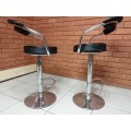 Bar Stools with Arms and Chrome Base - Black (Secondhand)