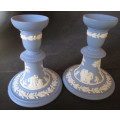 Pair of Wedgwood Blue Jasperware Candle Sticks / Holders