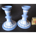 Pair of Wedgwood Blue Jasperware Candle Sticks / Holders