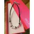 Designer Miglio Pearl and Leather Necklace.