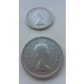 1960 SIXPENCE AND ONE SHILLING COMBO! BEAUTIFUL COINS! BID FOR LOT!