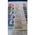 Complete Collection of Gerhard de Kock Banknotes! From Fifty rand to Two rand! Very good condition!