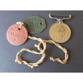 RARE!!! FULL SIZE RHODESIAN MEDAL WITH TWO WW2 DOG TAGS ALL AWARDED TO S/R J.D. MILNE!