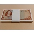 100 x 1975 TW de Jongh Uncirculated Banknotes with serial numbers in sequence!