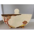 Clarice Cliff Biarritz lidded bowl - repaired