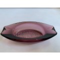 Very pretty and heavy bowl in purple glass with ridged detail