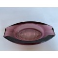 Very pretty and heavy bowl in purple glass with ridged detail