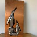 #41 Cute copper wall art plaque with penguins