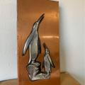 #41 Cute copper wall art plaque with penguins