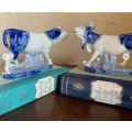 #37 Pair of beautiful blue and white porcelain bulls (Rauenstein?)