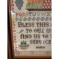 #27 Beautifully framed cross stitch sampler - meal prayer