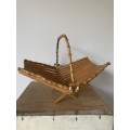 Vintage Fold-up Basket With Bamboo Handle