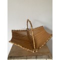 Vintage Fold-up Basket With Bamboo Handle
