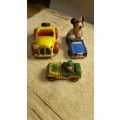 3 x vintage  Disney /Hanna barbara noddy character cars