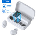 Bluetooth earphones with 2000mAh power bank charger case - White