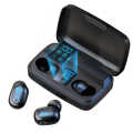 Bluetooth earphones with 2000mAh power bank charger case - Black