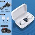Bluetooth earphones with 2000mAh power bank charger case - White