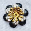 1pc x 20mm  Black / Gold / Silver / Tone  Enamel Flower  Bead Cap - Each