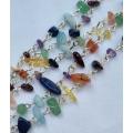 1m Assorted Gemstone Chips Chain Link With Silver Tone  Eye Pins