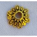 10pc, 7.5mm  Tibetan Style Antique Gold Tone Bead Caps