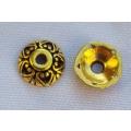 10pc, 9mm  Tibetan Style Antique Gold Tone Bead Caps