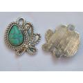 1pc Tibetan Style Pendant With  Synthetic Turquoise (25x23mm) - Each
