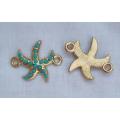 1pc Starfish /  Gold Tone /  Turquoise / Connector /  24x 19mm