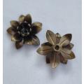 1pc x (16x6mm) Brown/ Flower / Metal Bead Cap / Spacer Bead