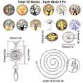 ***DIY*** 12pc / Tree Of Life / Glass Snap Button / Stainless Steel Chain / Necklace Jewelry / Kit