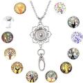 ***DIY*** 12pc / Tree Of Life / Glass Snap Button / Stainless Steel Chain / Necklace Jewelry / Kit