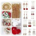 ***DIY*** 10 Pairs/  Christmas Theme / Glass Beads / Enamel Pendants /Gold Tone   /Earing Making Kit