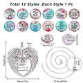 ***DIY*** 12pc / Floral / Glass Snap Button / Stainless Steel Chain / Necklace Jewelry / Kit