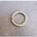 1 pc Gold Plated /  Brass Ring Clasp  / Clear Cubic Zirconia  (Clasp Size 15x2mm)