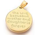 1pc  Stainless Steel / The Love Between a Mother & Daughter   / Gold Tone /  Pendant / 26x23x2.5mm