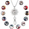 ***DIY*** 12pc / Cat / Glass Snap Button / Stainless Steel Chain / Necklace Jewelry / Kit